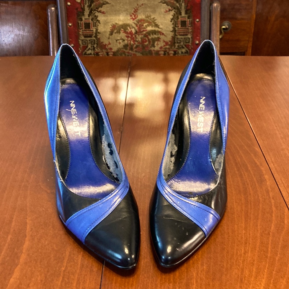 Nine west 8 1/2M Black/Blue 3 inch heels